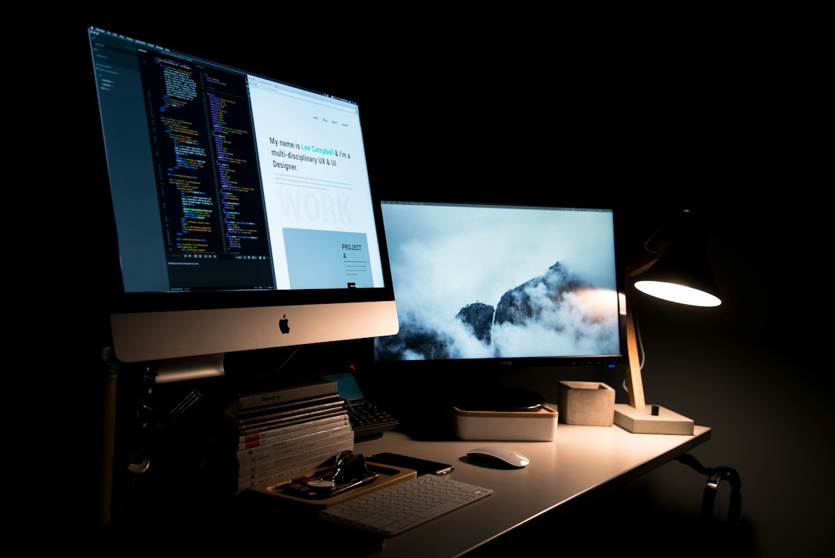 Website design on a desktop computer